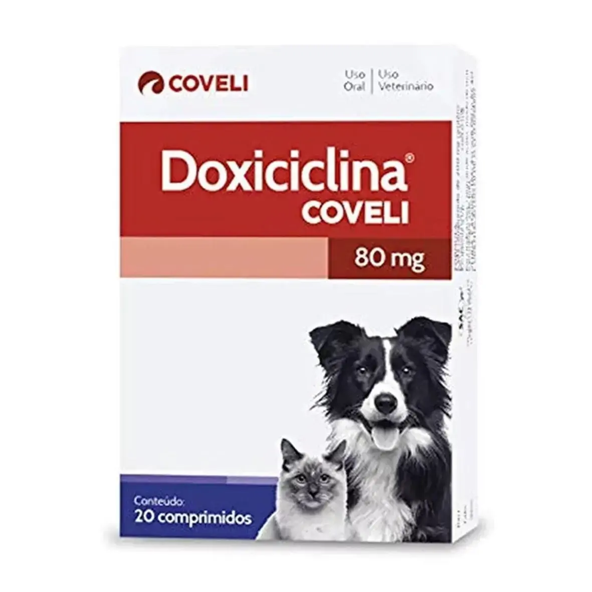 Doxiciclina 80mg 20 comprimidos Coveli Cães e Gatos