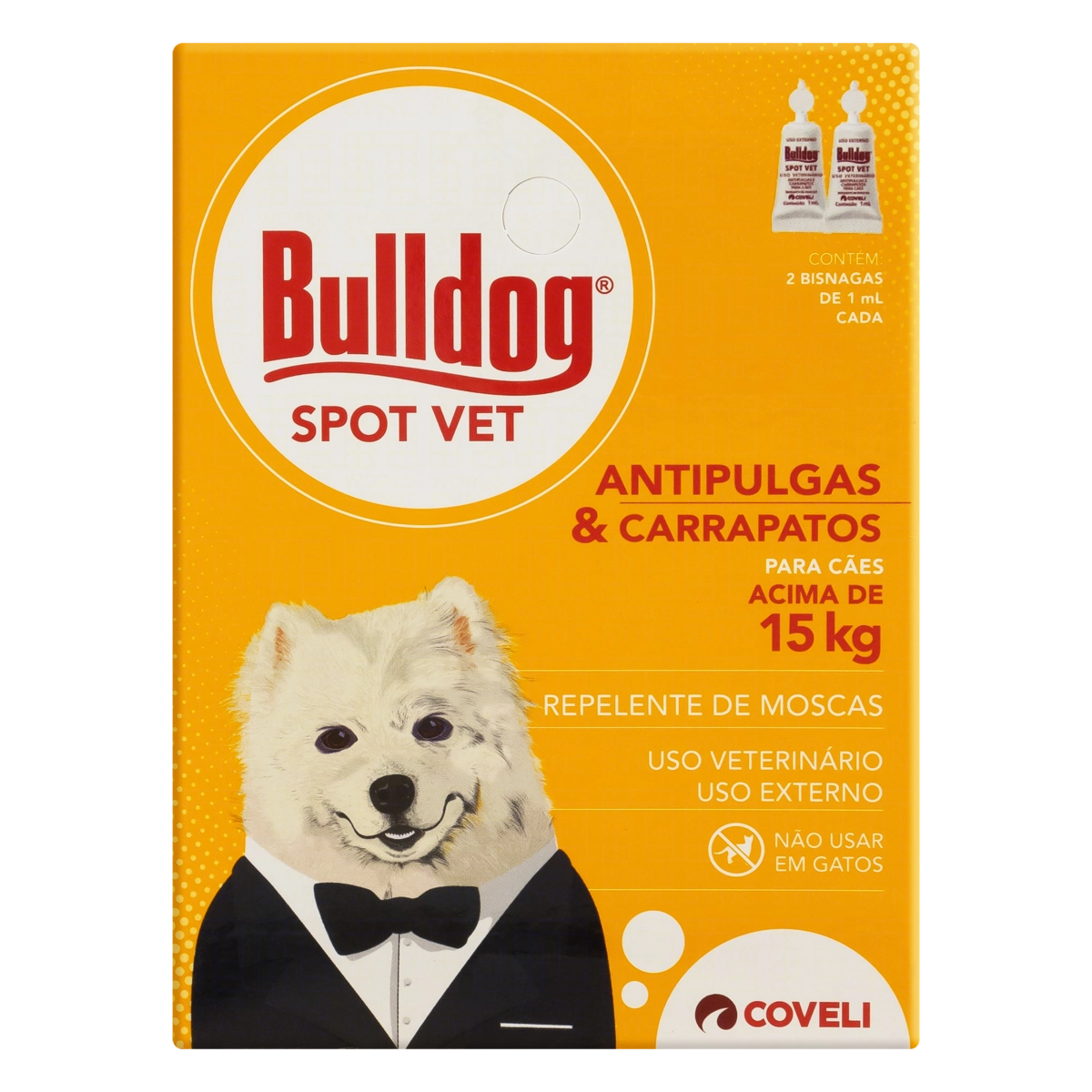 Antipulgas E Carrapatos Para Cães Acima De 15kg Bulldog Spot Vet Caixa 2 Unidades