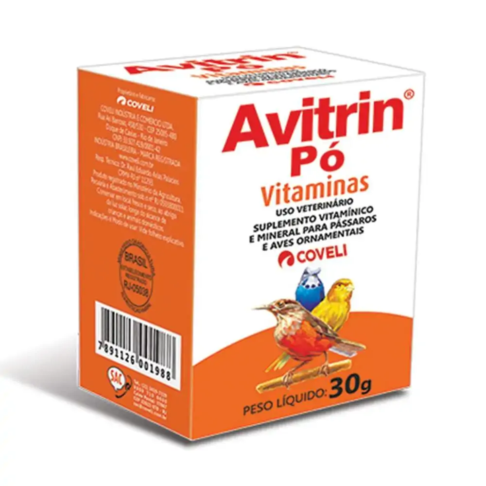 Avitrin Pó Complexo Vitamínico E Mineral P/ Pássaros E Aves