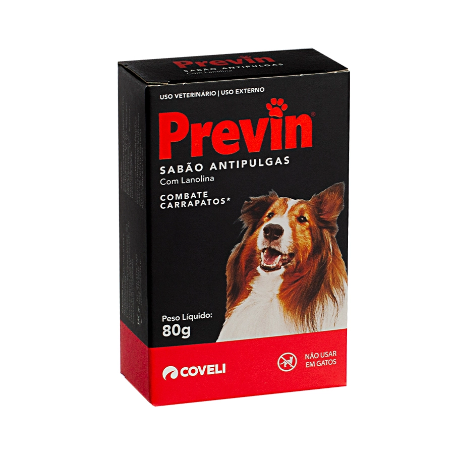 Sabão Barra Uso Veterinário Antipulgas Previn Caixa 80g