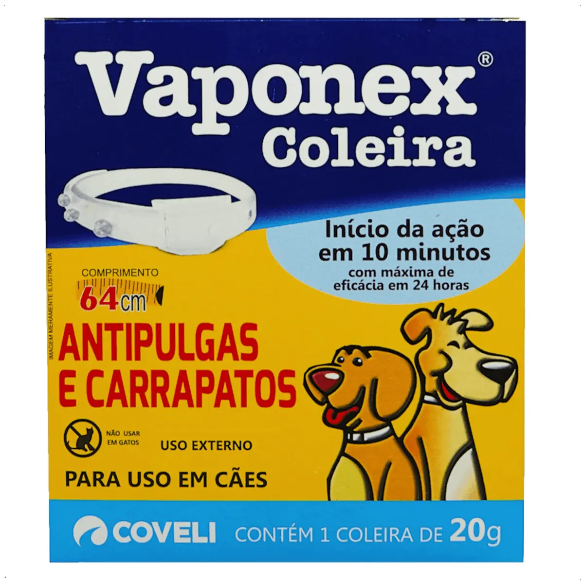 Coleira Antipulgas e Carrapatos Vaponex 64cm Coveli