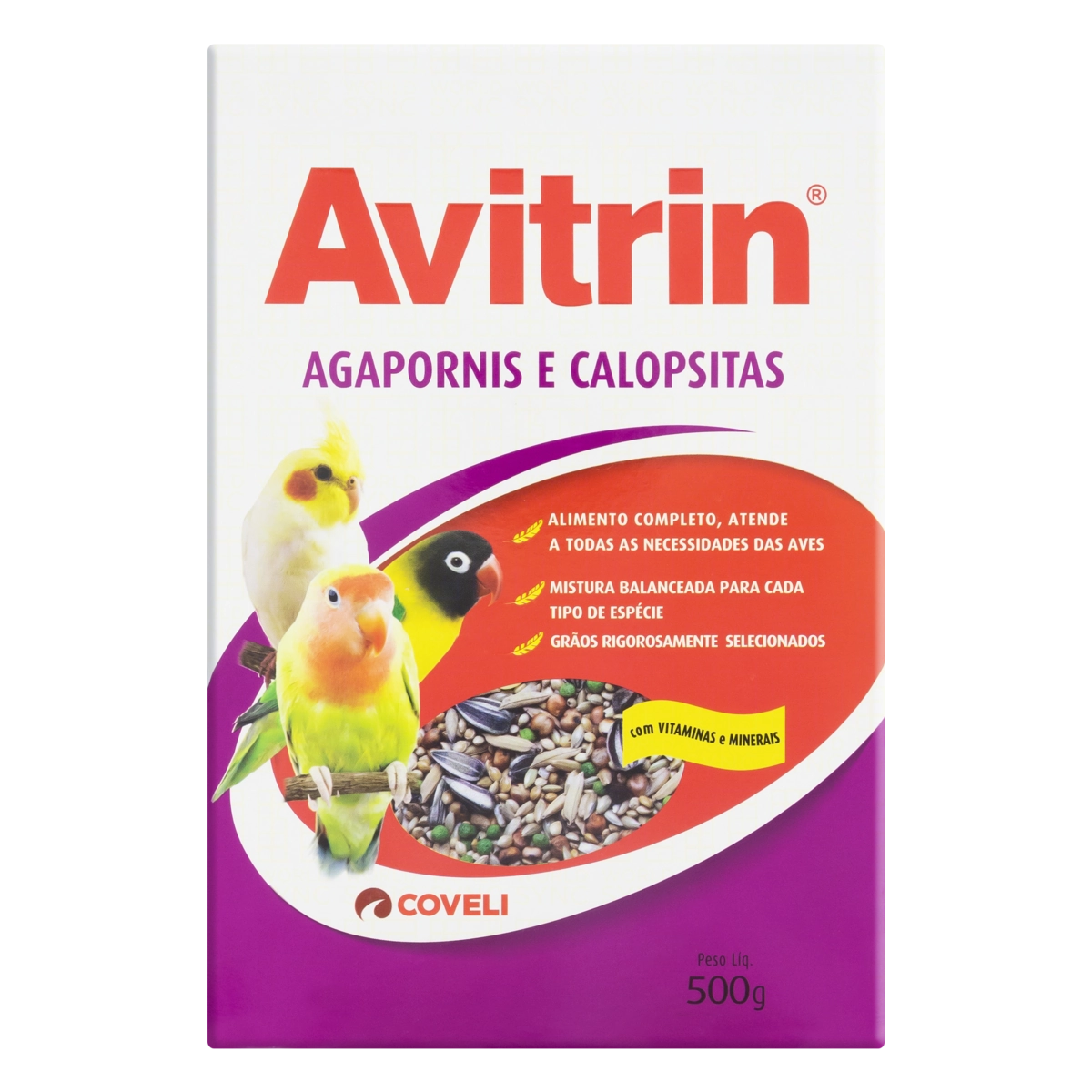 Alimento para Pássaros Agapornis e Calopsitas Avitrin Caixa 500g