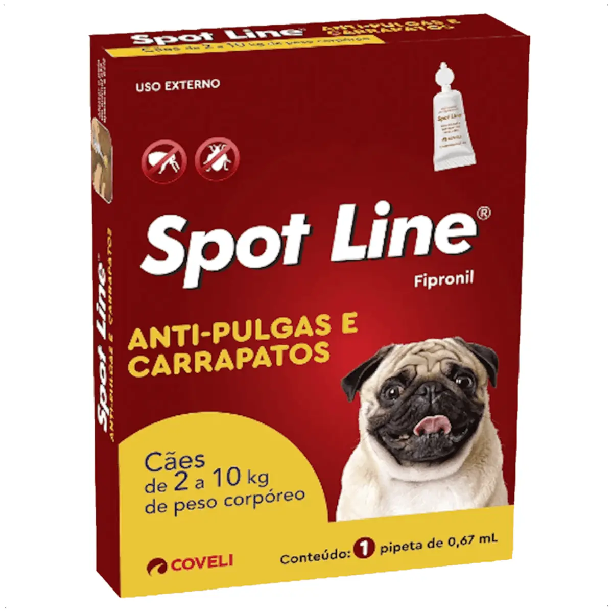 Spot Line Anti Pulgas E Carrapatos Para Cães 2 A 10kg Coveli 0,67ml
