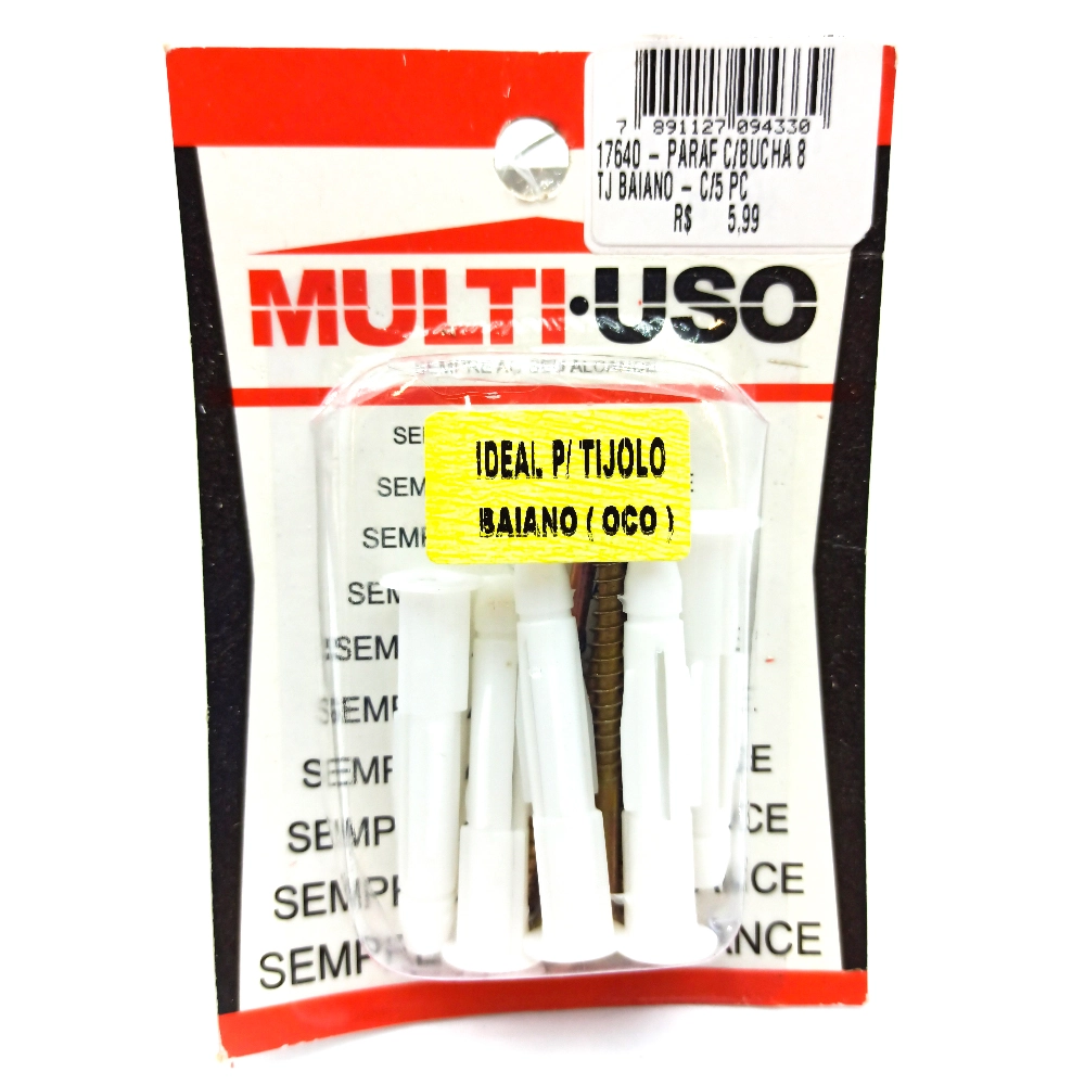 Parafuso C/bucha Mult Uso Baiano N.8 C/5