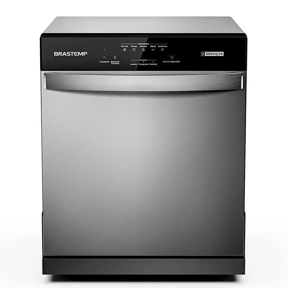 Lava Louças Brastemp Cinza Metálico com 08 Serviços e 05 Programas de Lavagem -BLF08BB - 110V
