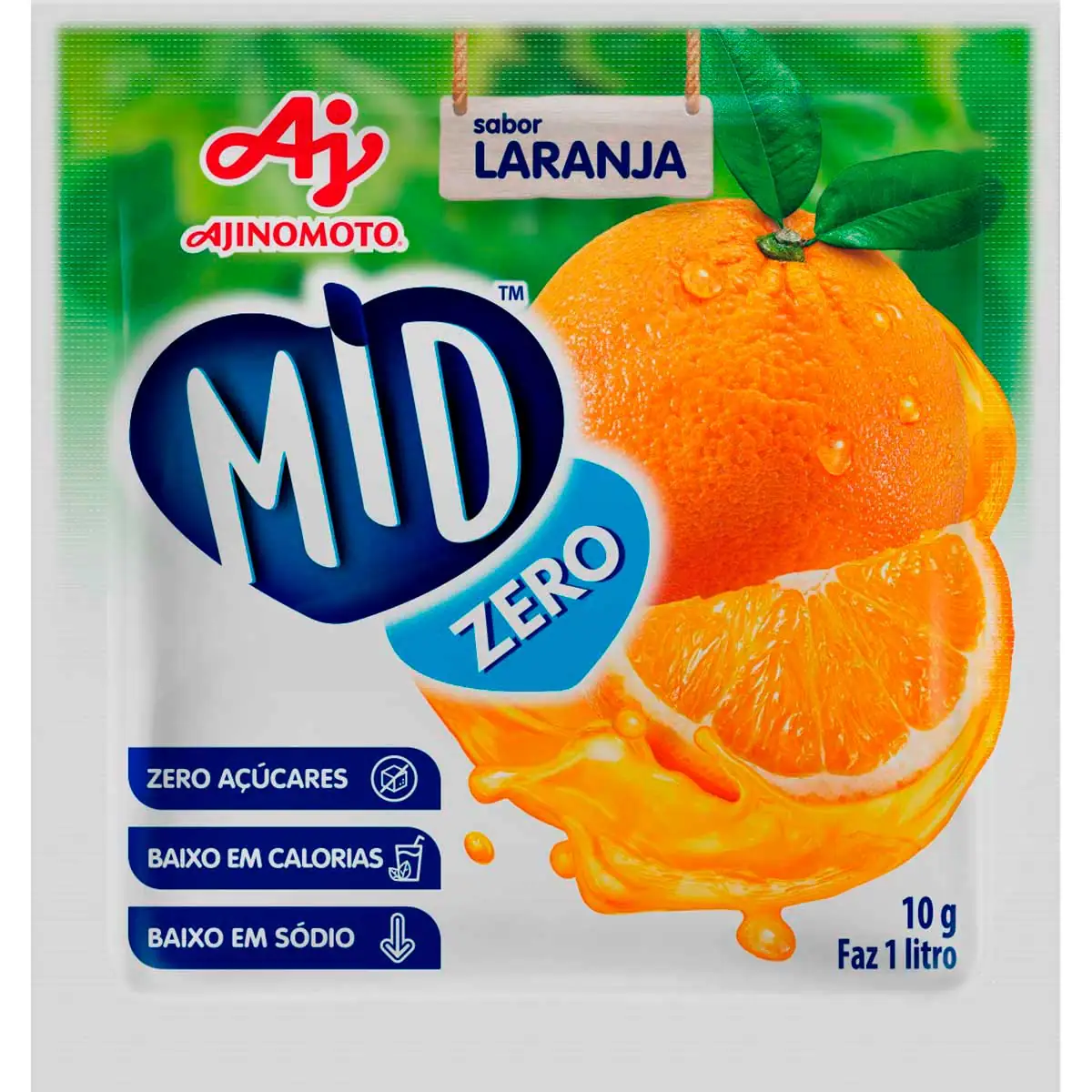 Refresco em Pó Sabor Laranja Mid Zero 10g