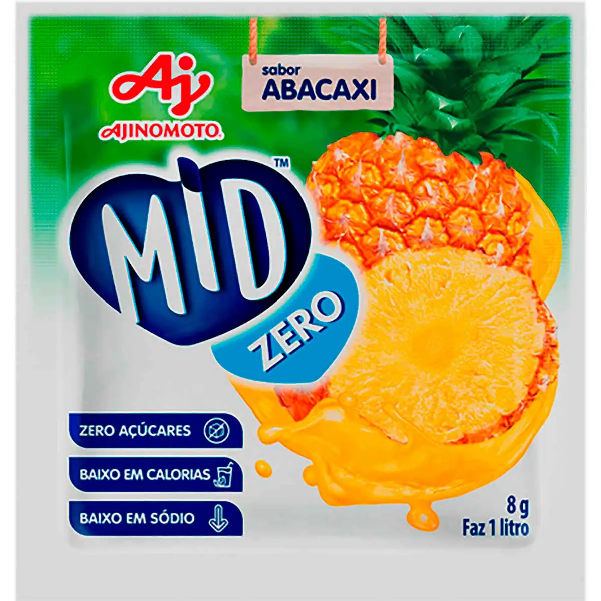 Refresco em Pó Sabor Abacaxi Mid Zero 8g