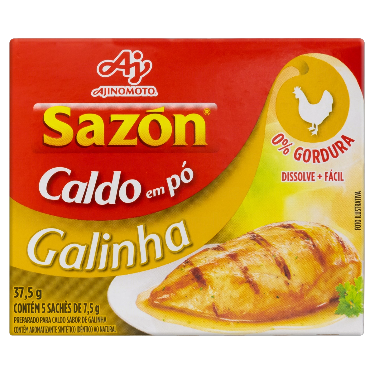 Caldo Pó Galinha Sazón Caixa 37,5g 5 Unidades