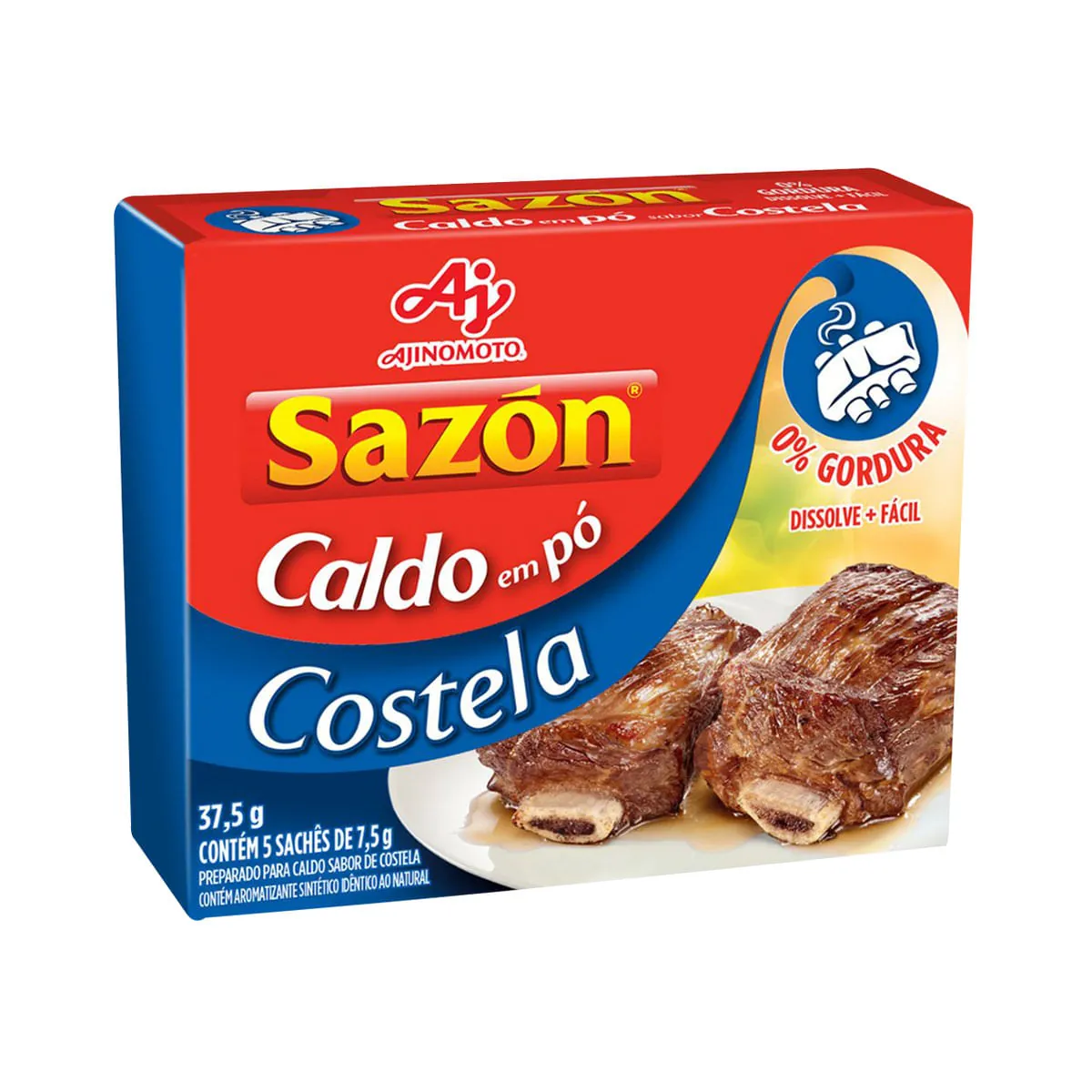 Caldo em Pó de Costela com Sal Sazon 37,5g
