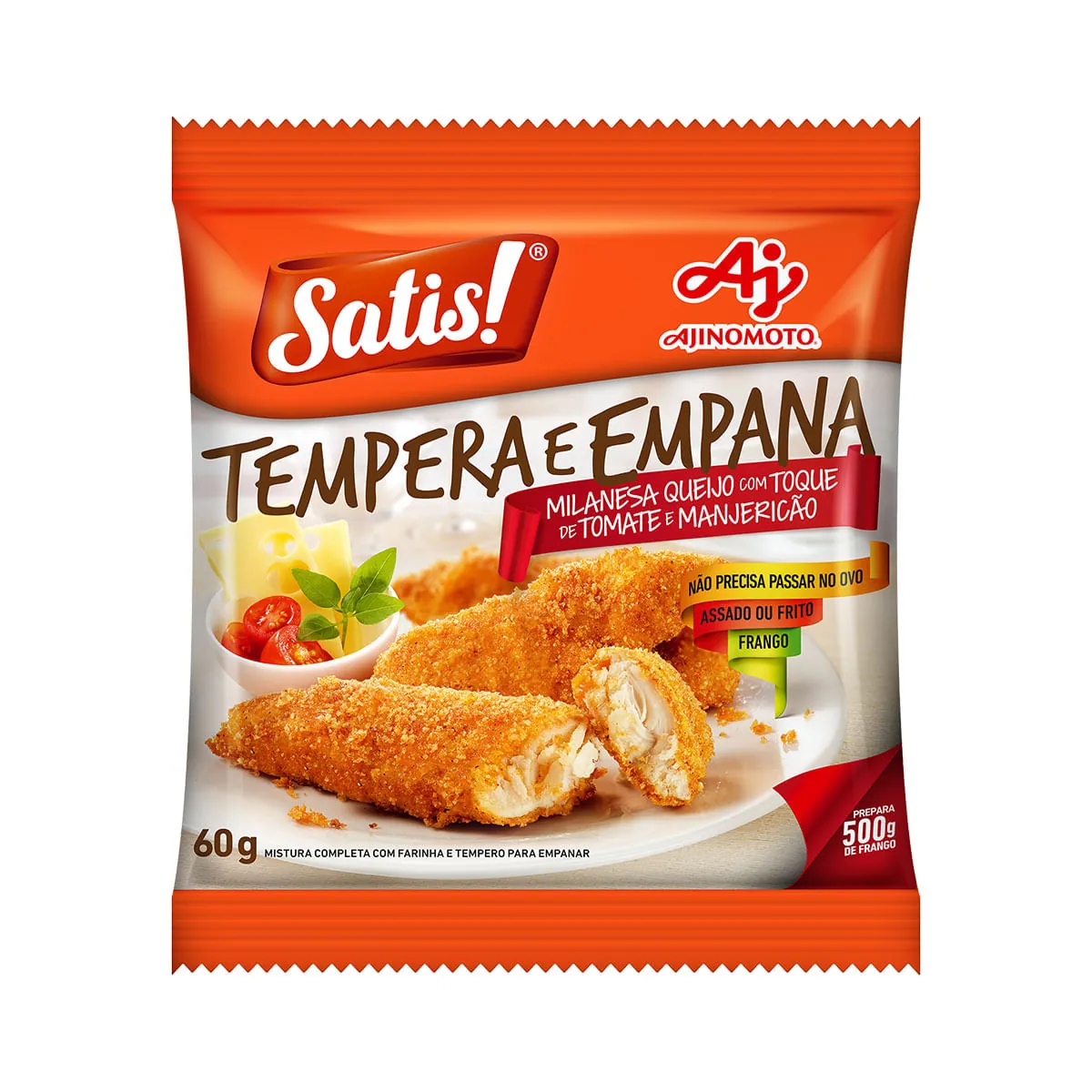 Farinha Para Empanar Queijo Com Tomate E Manjericão Satis Tempera E Empana Pacote 60g