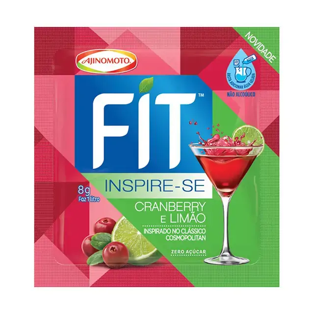 Refresco Em Pó Cranberry E Limão Zero Açúcar Fit Pacote 8g
