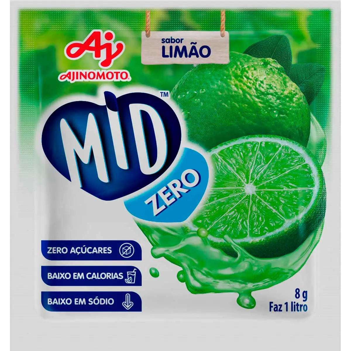 Refresco em Pó Sabor Limão Mid Zero 8g
