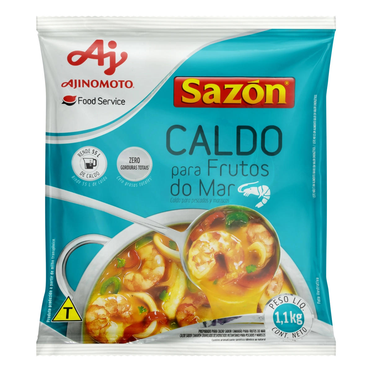 Caldo Pó Para Frutos Do Mar Camarão Sazón Pacote 1,1kg