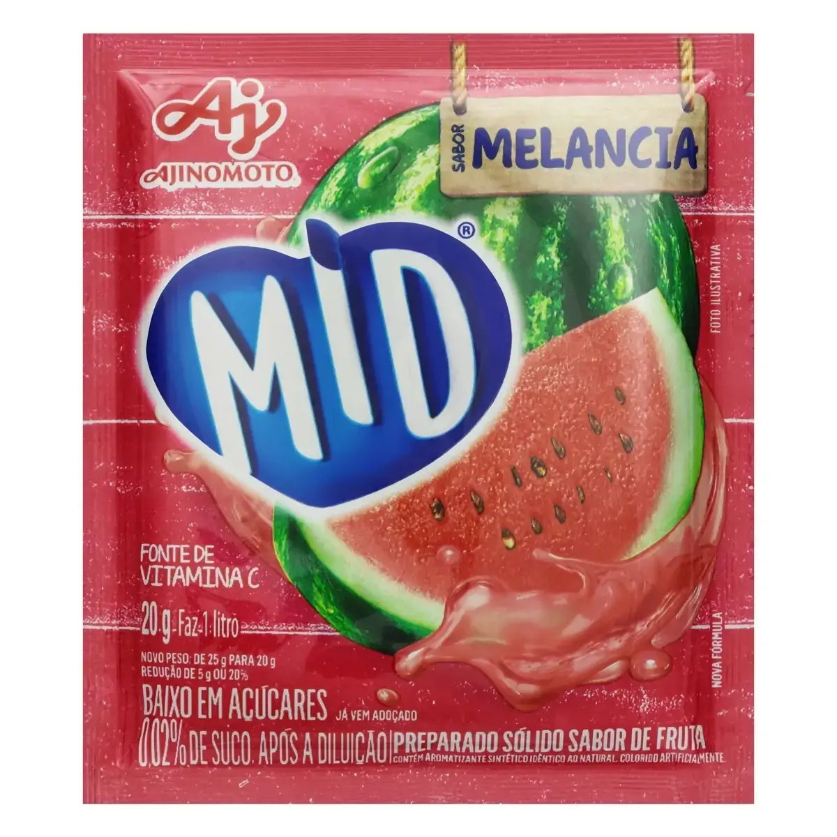 Refresco em Pó Melancia Mid Pacote 20g