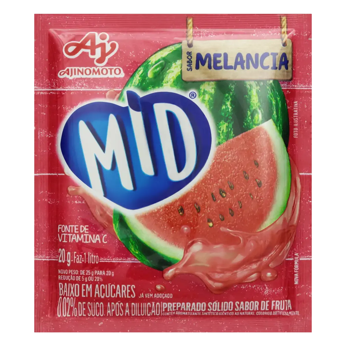 Refresco Em Pó Melancia Mid Pacote 20g