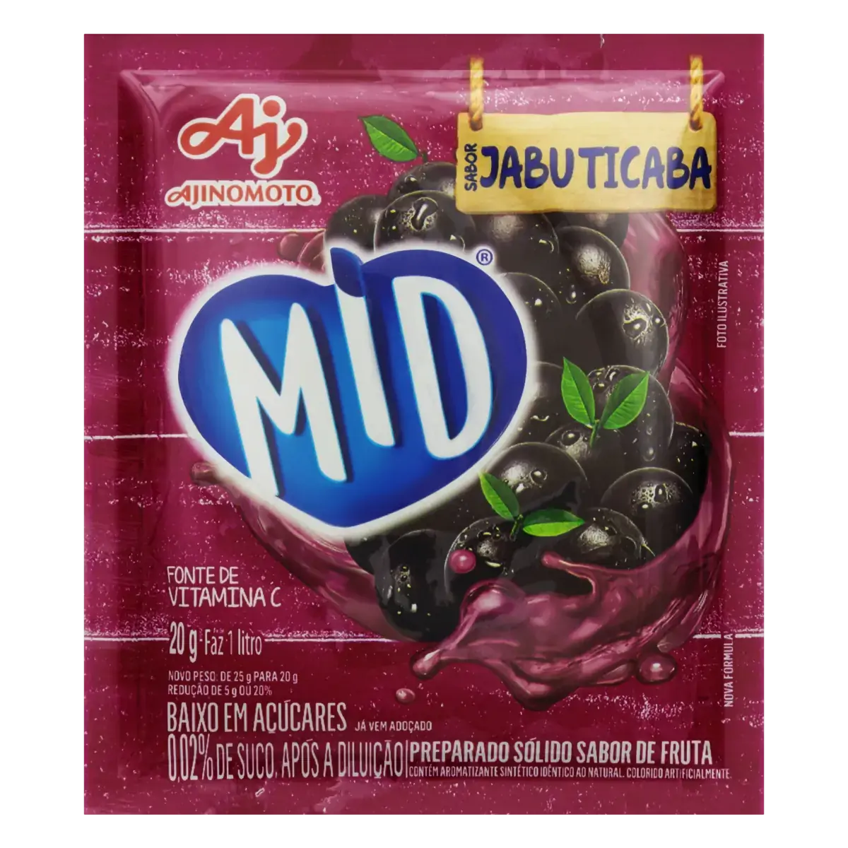 Refresco Em Pó Jabuticaba Mid Pacote 20g