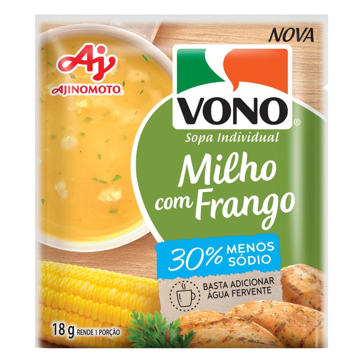 Sopa Individual Milho Com Frango Vono Pacote 18g