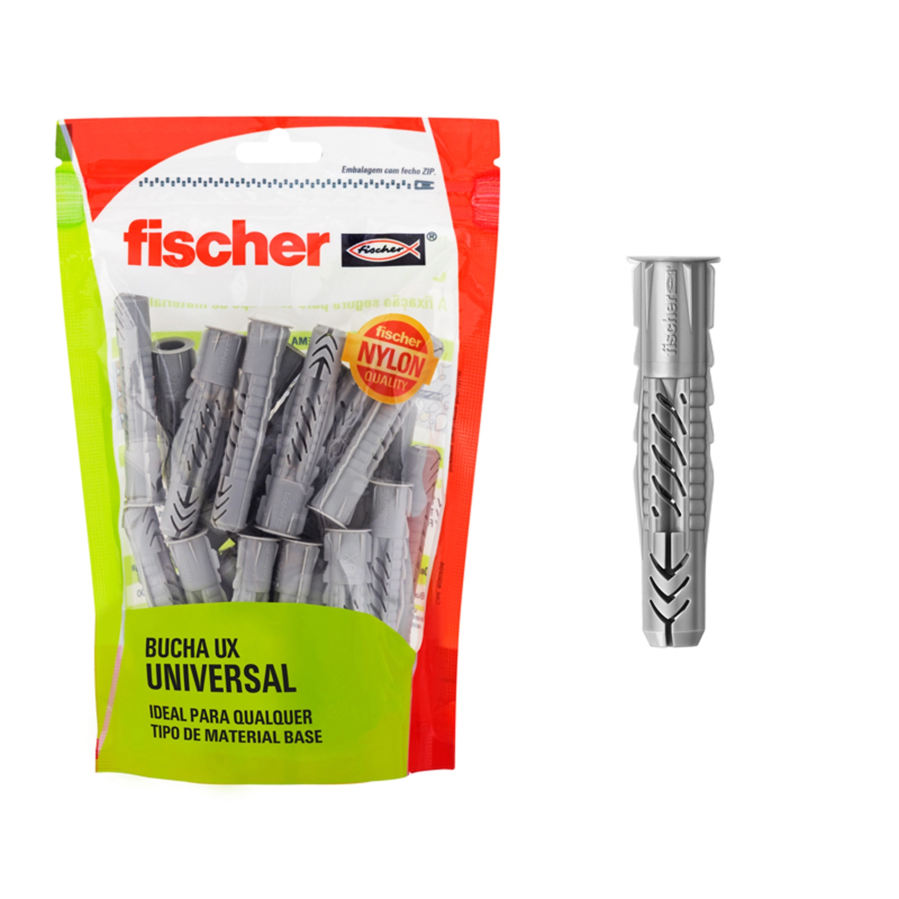 Bucha Nylon 10mm Universal UX com 30 peças Fisher Price