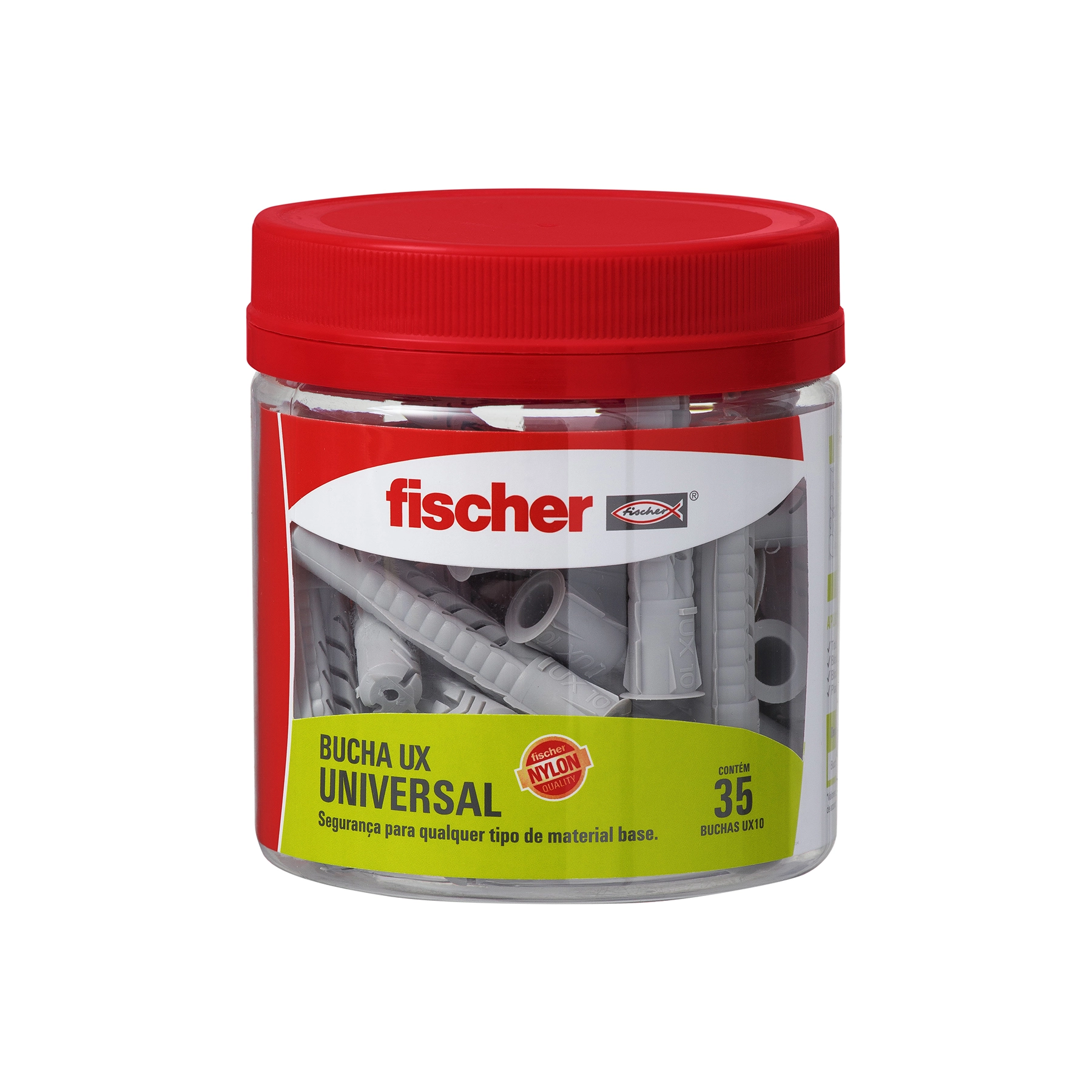 Bucha Nylon Universal UX 10mm 35 peças Fischer