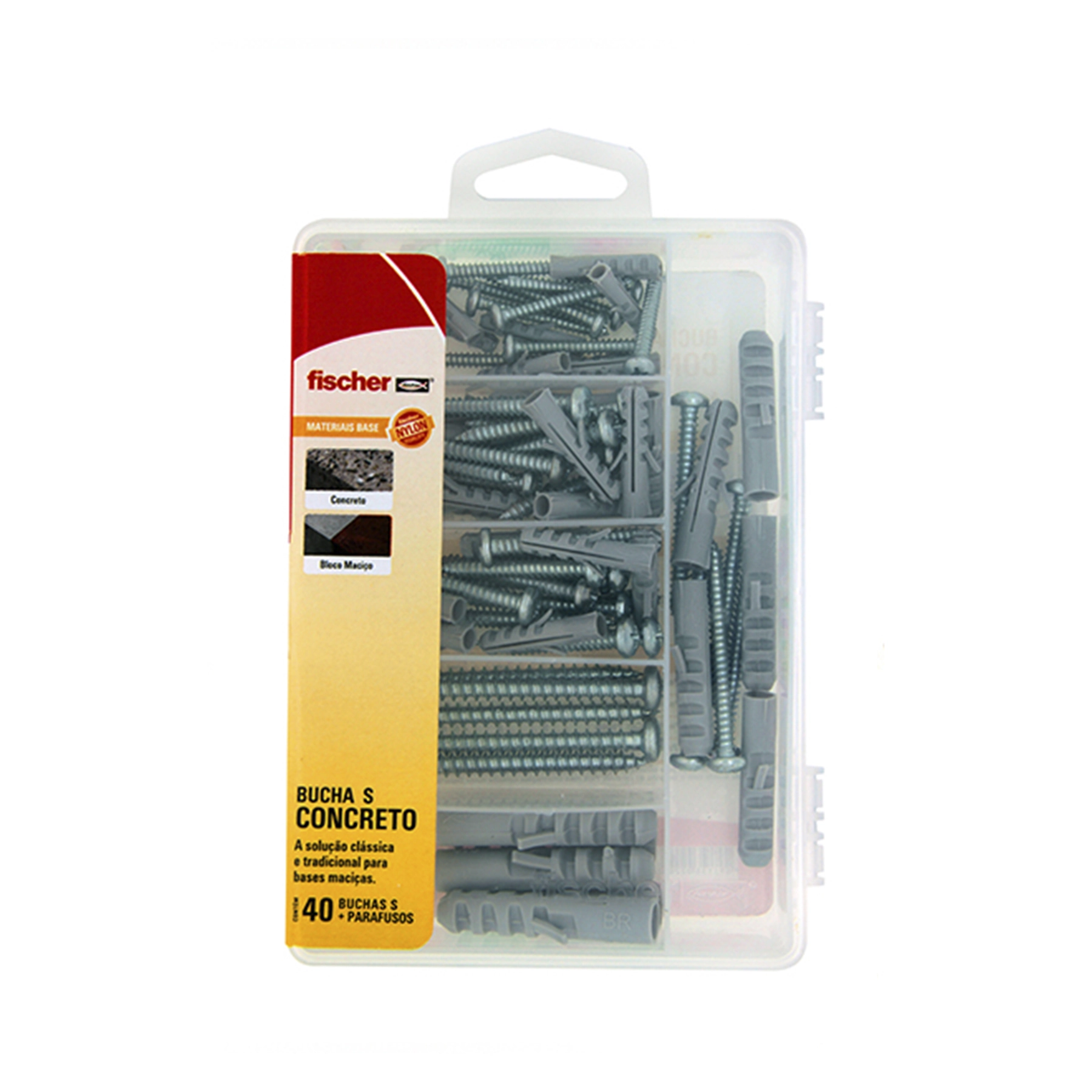 Kit Bucha e Parafuso Nylon para Alvenaria Tamanhos Diversos S 10 unidades