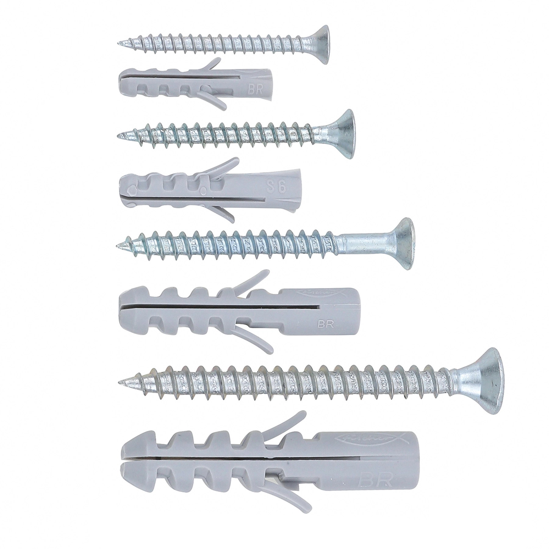 Kit Bucha e Parafuso Nylon para Alvenaria Tamanhos Diversos S 30 unidades