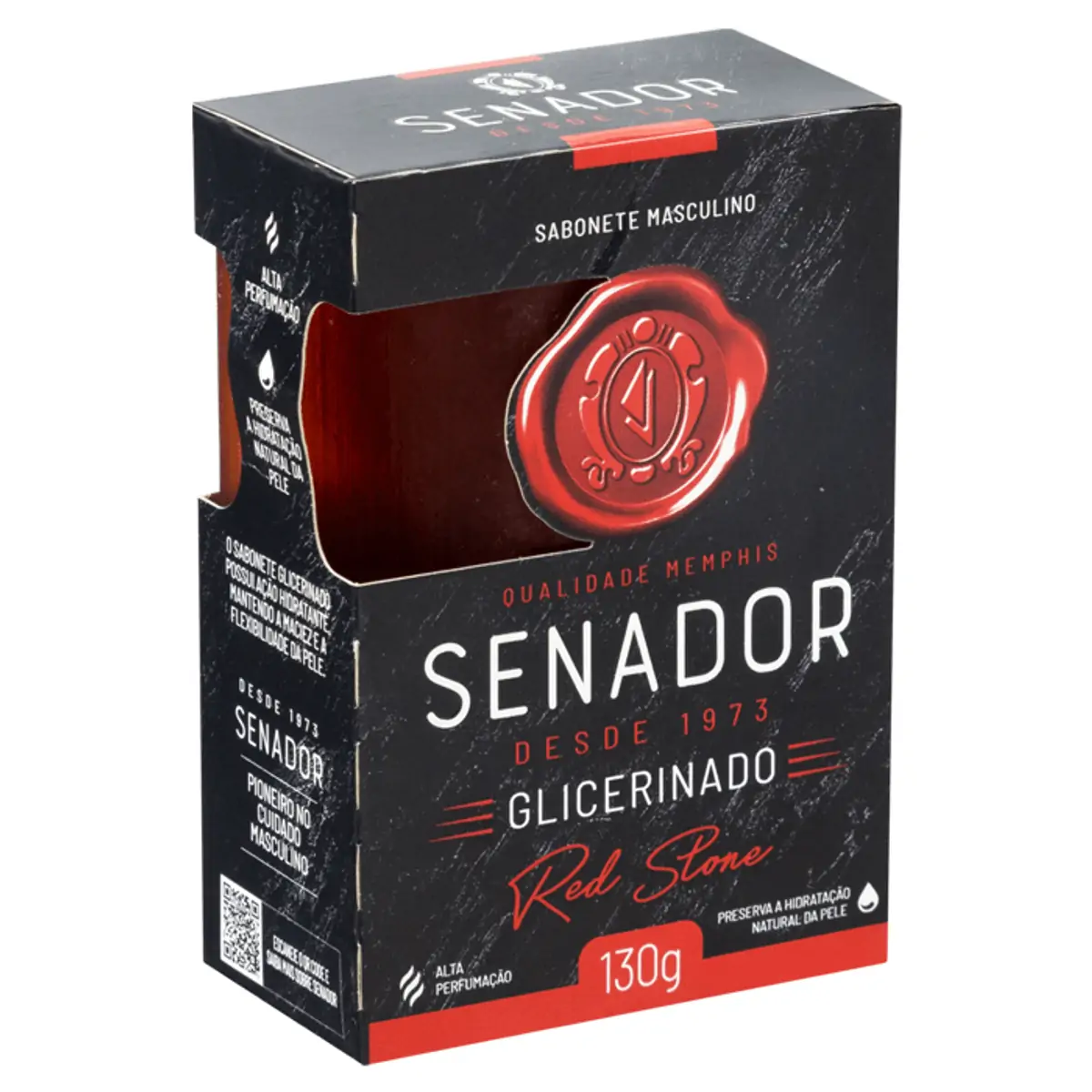 Sabonete Barra Glicerinado Senador Red Stone Caixa 130g