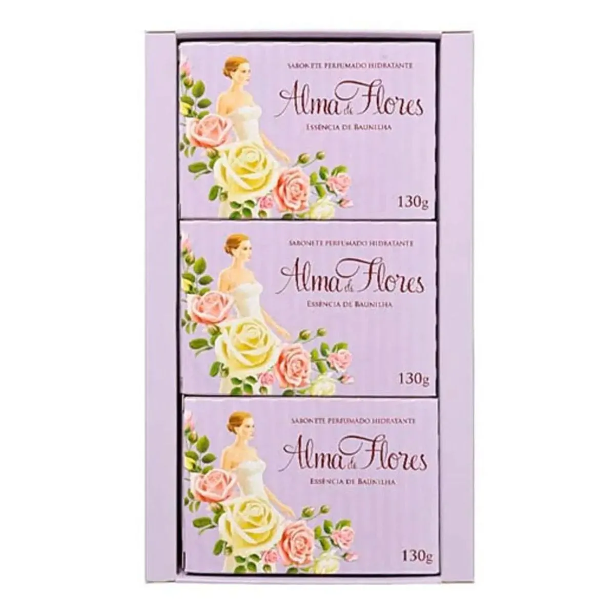 Estojo Alma de Flores Flores Baunilha com 3 Sabonetes - 390g