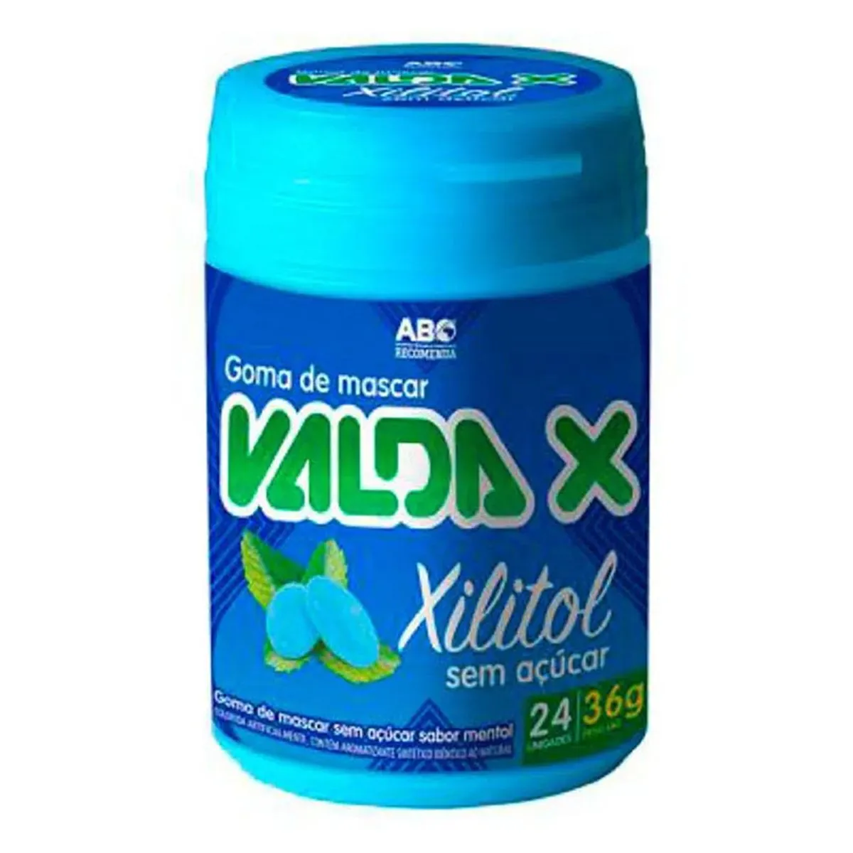 Goma De Mascar Mentol Zero Açúcar Valda X Frasco 36g