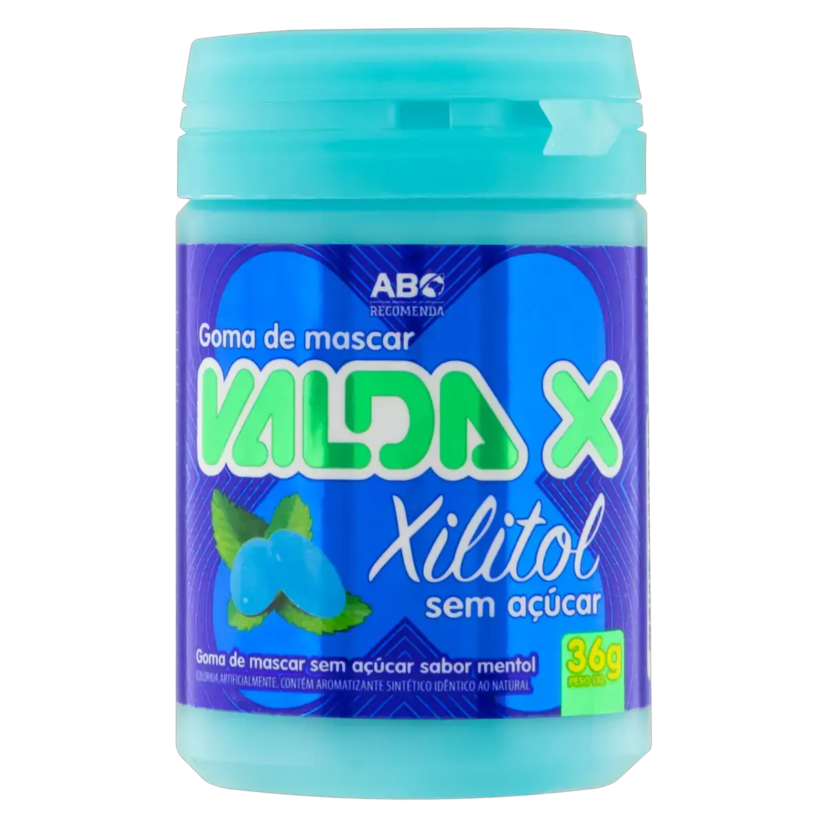 Goma De Mascar Mentol Zero Açúcar Valda X Frasco 36g