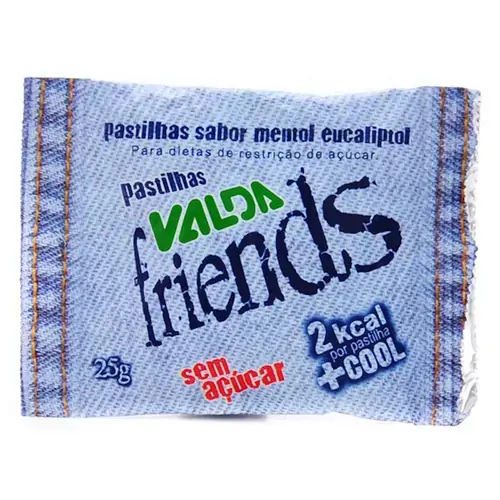 Pastilhas Mentol Eucaliptol Zero Açúcar Valda Friends Pacote 25g