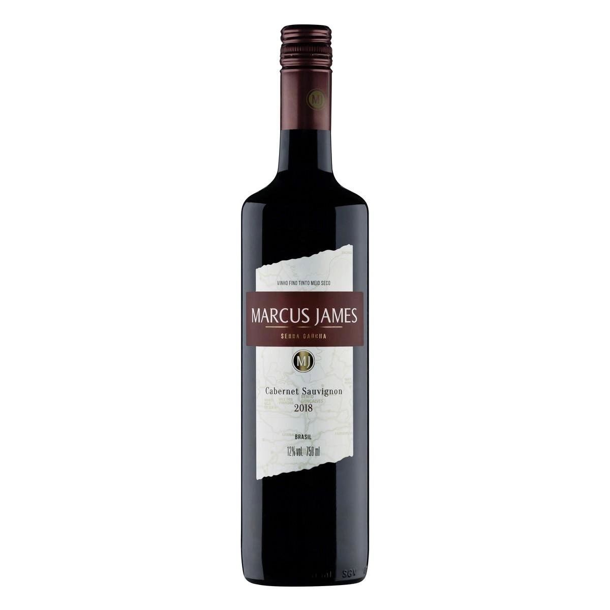 Vinho Brasileiro Tinto Meio Seco Marcus James Cabernet Sauvignon Serra Gaúcha Garrafa 750ml