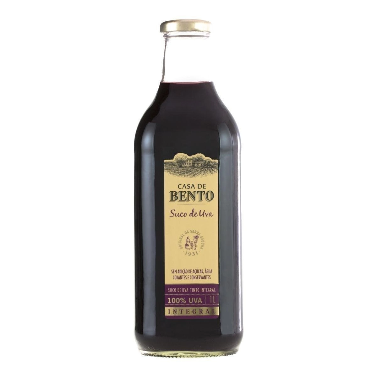 Suco de Uva Tinto Integral CASA DE BENTO Garrafa 1 Litro