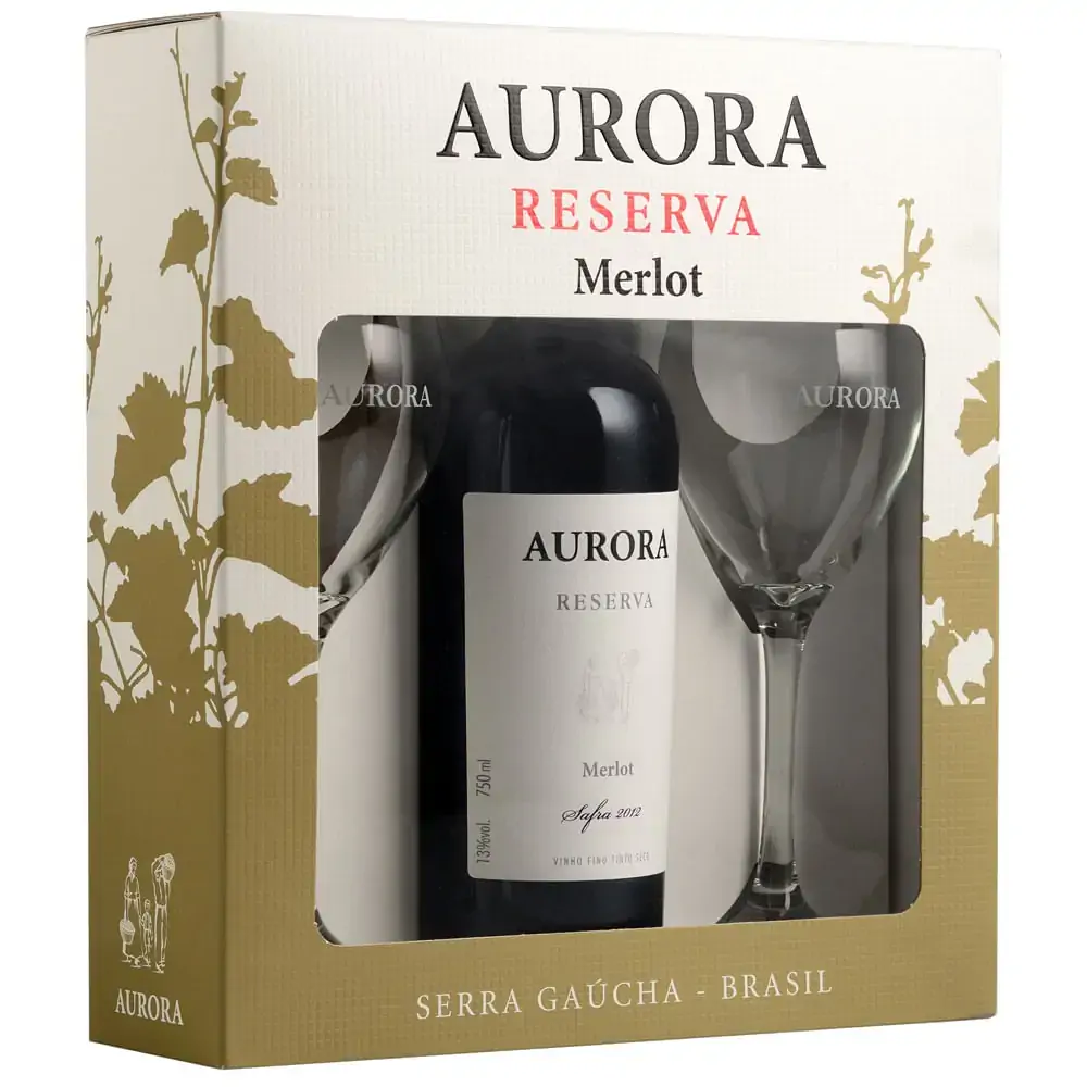Vinho Tinto Aurora 750ml Reserv Kit C/2 Tacas