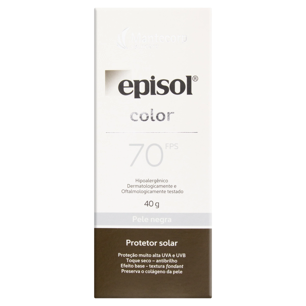Protetor Solar Fps 70 Pele Negra Mantecorp Skincare Episol Color Caixa 40g