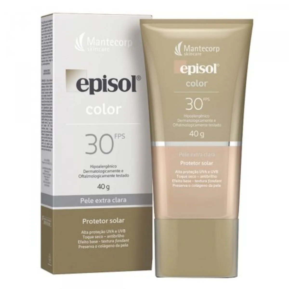 Protetor Solar Fps 30 Pele Extra Clara Mantecorp Skincare Episol Color Caixa 40g