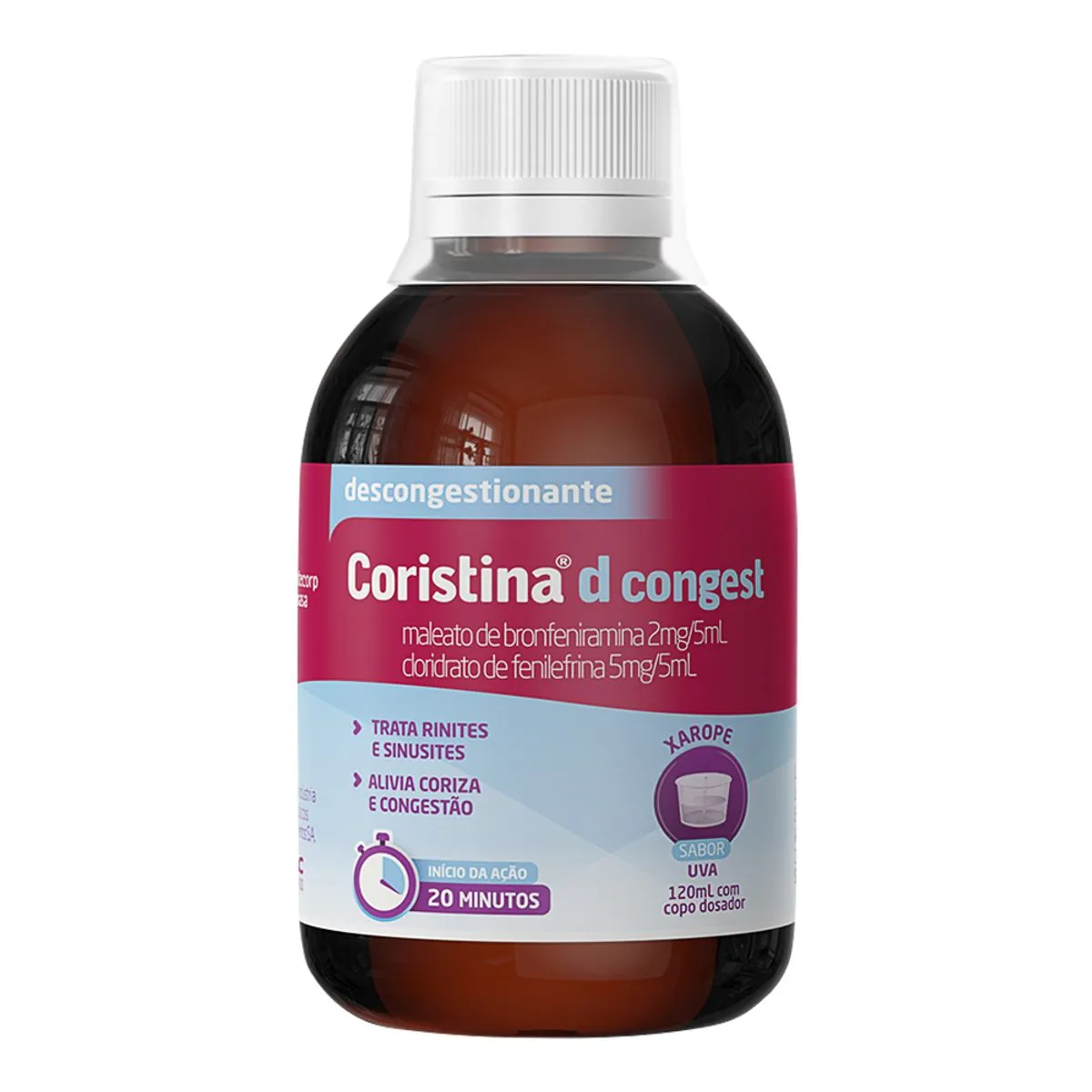 Coristina D Congest Uva Caixa 120ml Xarope Copo Dosador