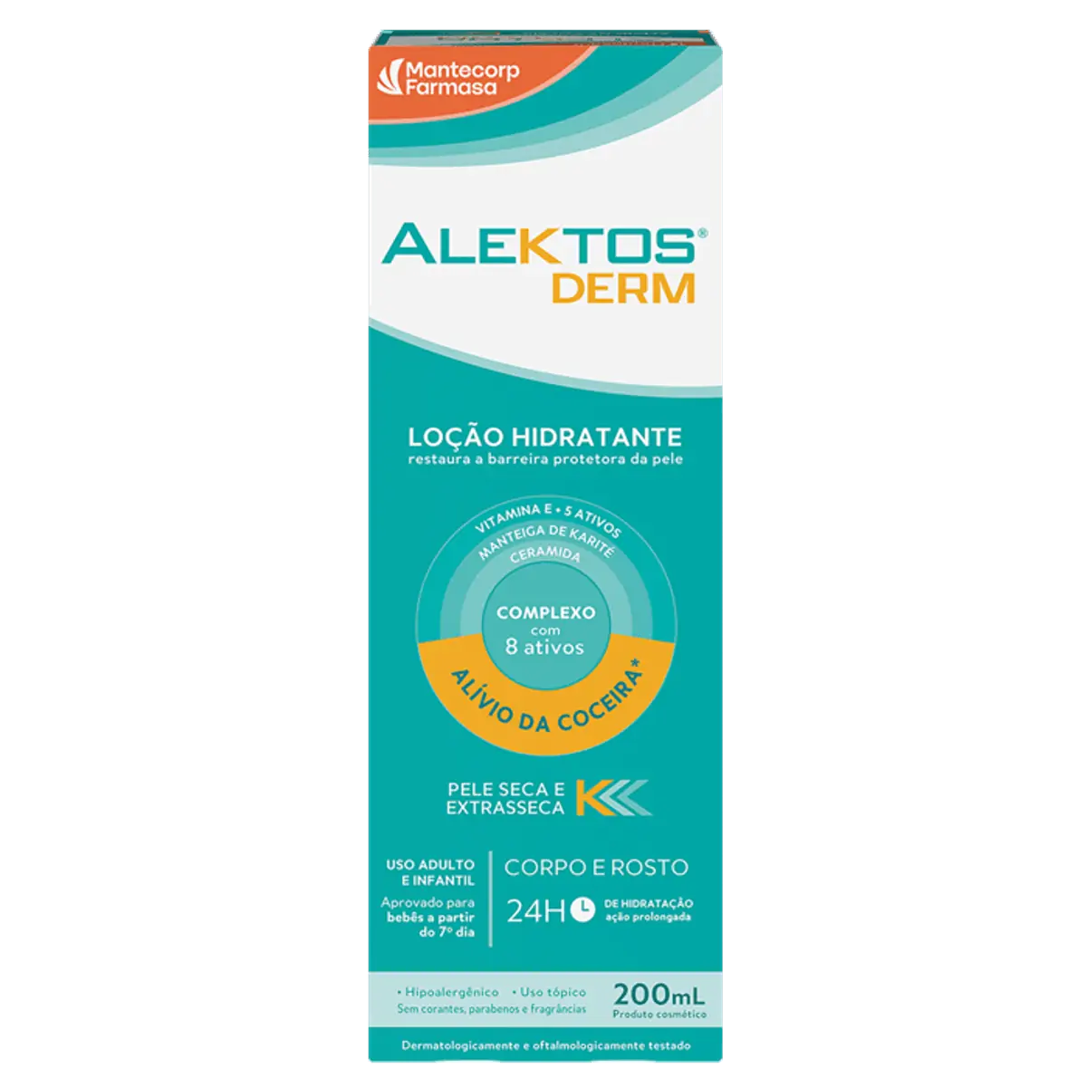 Loção Corporal E Facial Hidratante Sem Perfume Alektos Derm Caixa 200ml