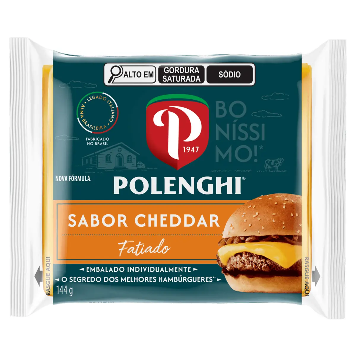 Queijo Fatiado Sabor Cheddar Polenghi Sandwich-In 144g