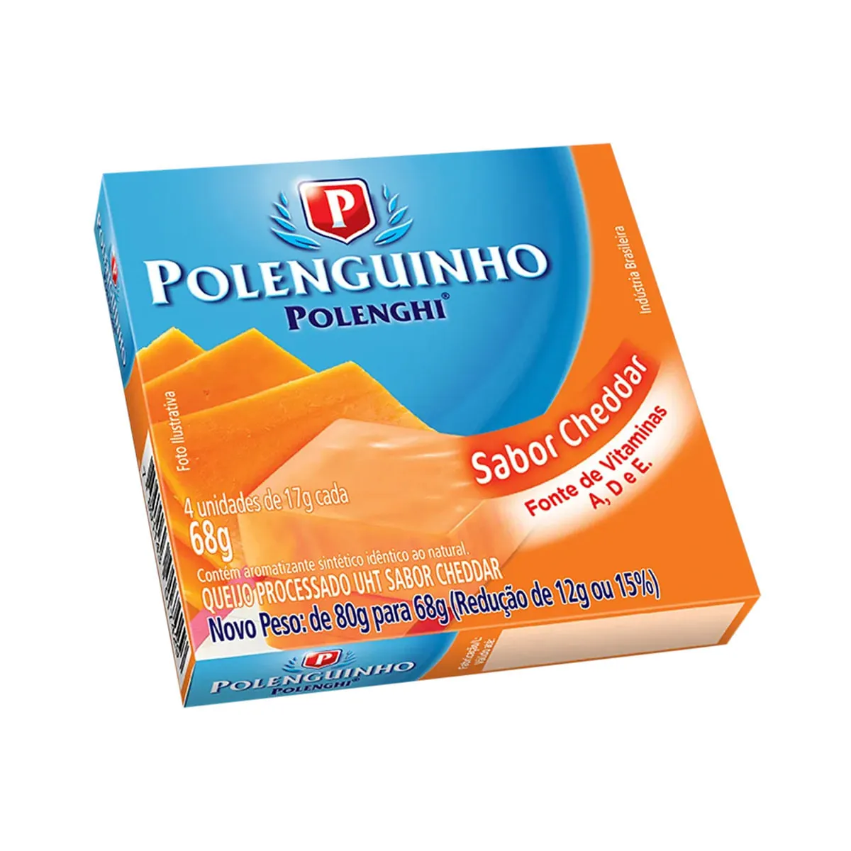 Queijo Processado Uht Cheddar Polenguinho 68g 4 Unidades