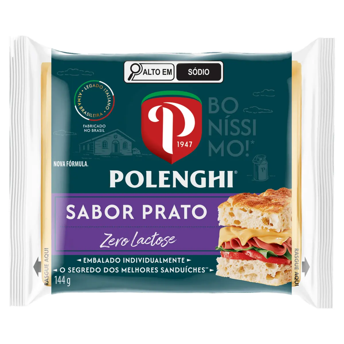 Queijo fatiado sabor prato Zero Lactose Sandwich-In 144g