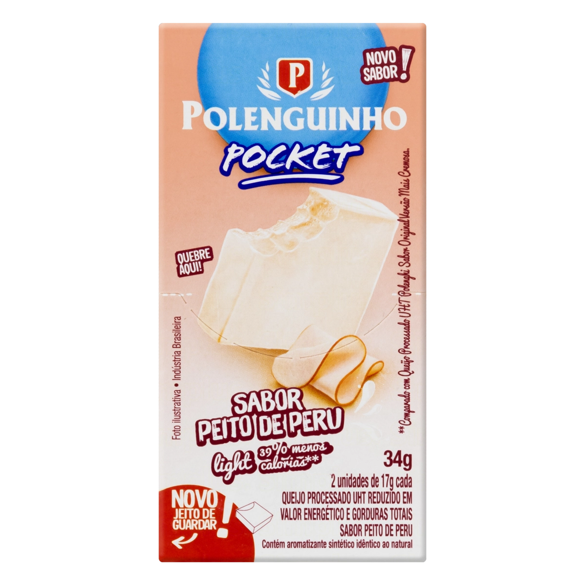 Queijo Processado Uht Peito De Peru Light Polenguinho Pocket 34g 2 Unidades