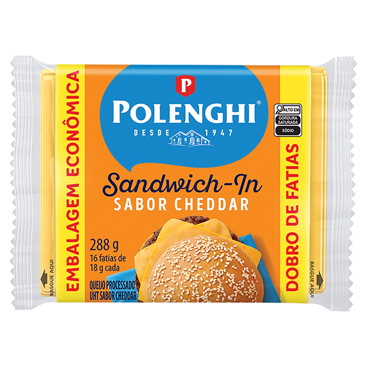 Queijo Processado Uht Cheddar Polenghi Sandwich In 288g Embalagem Econômica