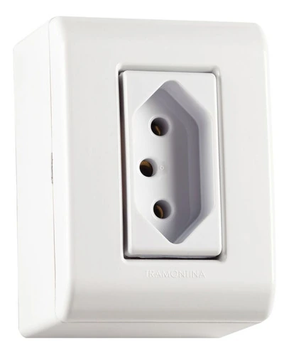 Tomada 2p+t 10a/250v Sobrepor Tramontina Lizflex Branca Branco