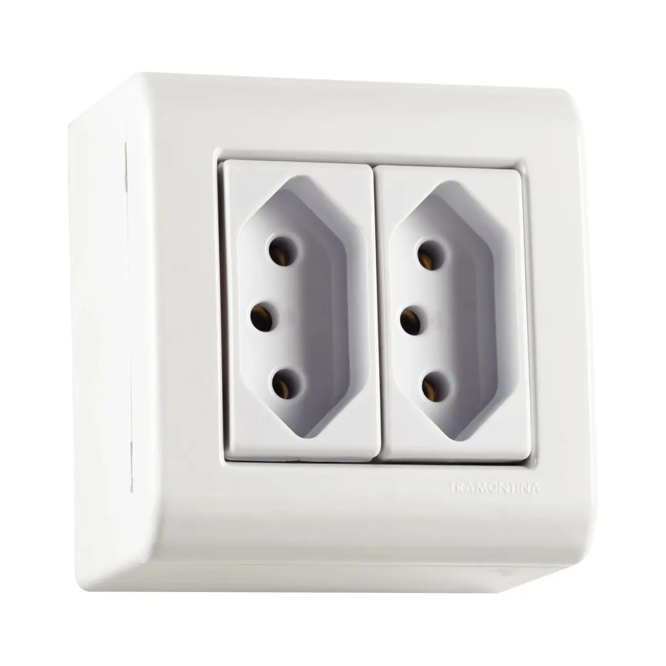 Tomada Dupla 20a/250v Sobrepor Tramontina Lizflex Branca