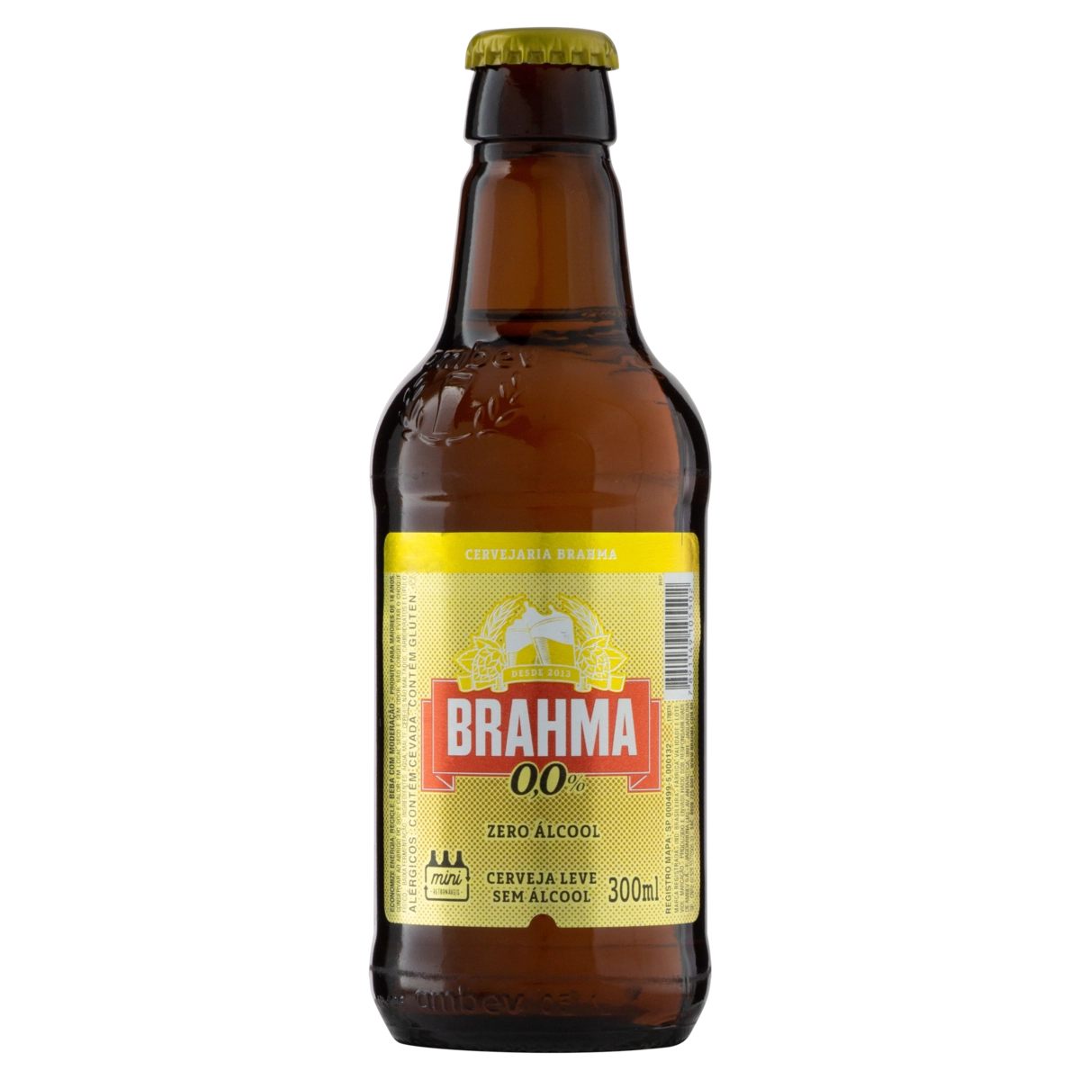 Cerveja American Lager Zero álcool Brahma Garrafa Retornável 300ml