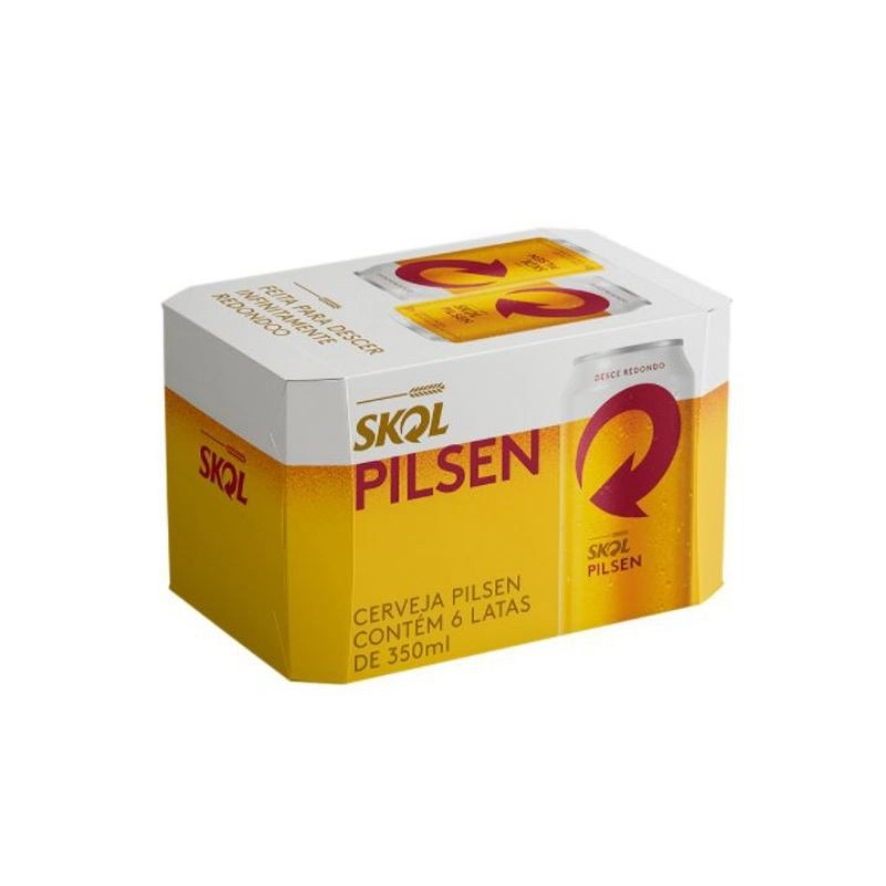 Pack Cerveja Pilsen Skol Lata 6 Unidades 350ml Cada Embalagem Econômica