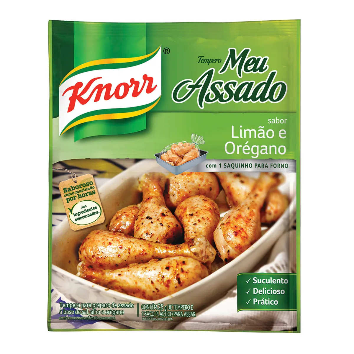 Tempero Pronto para Assados Sabor Limão e Orégano com Sal Knorr Meu Assado 25g