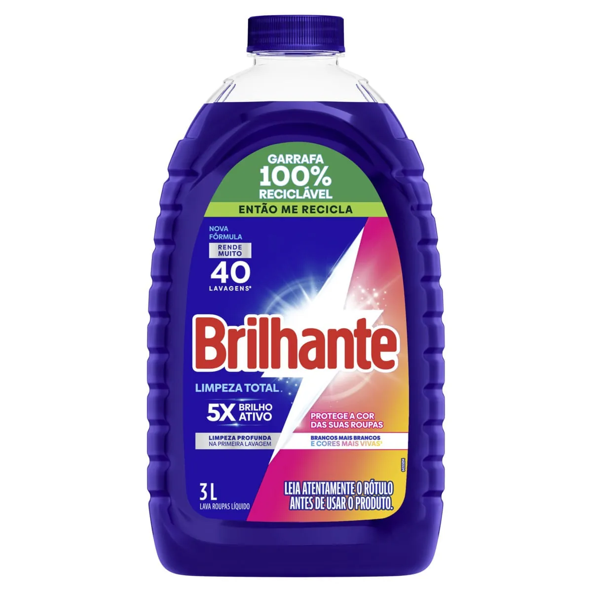 Lava Roupas Líquido Brilhante Limpeza Total 3L