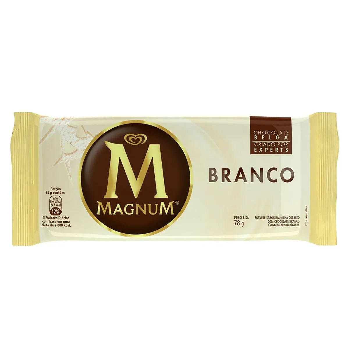 Sorvete Baunilha Com Chocolate Branco Magnum Pacote 78g