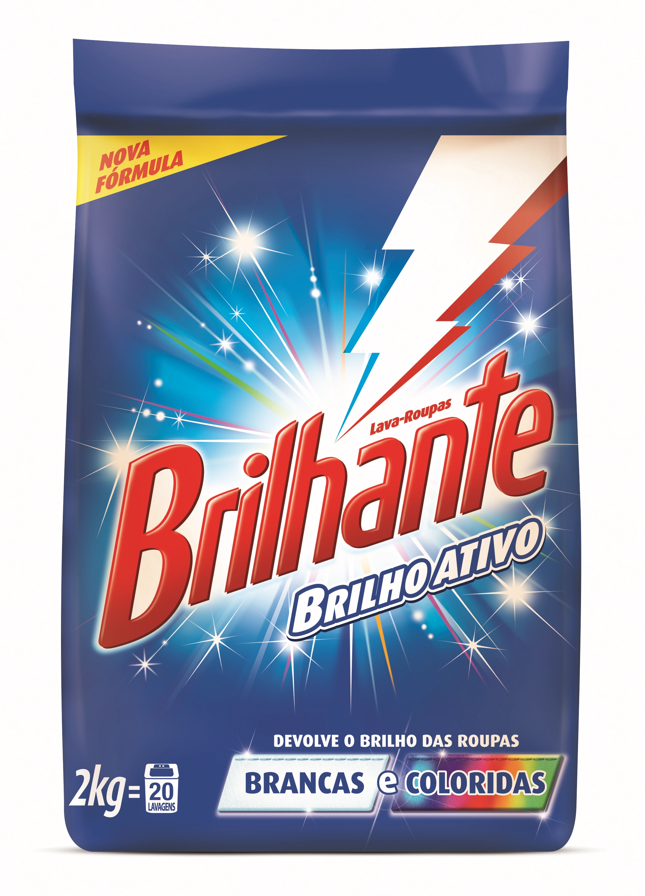 Detergente Em Pó Brilhante Brilho Ativo 2kg